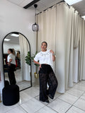 Black Floral Embroidery Pants