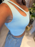 Blue OneSoulder CutOut Top