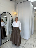 DarkMocha Leather Maxi Skirt
