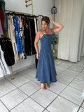 Denim StraightNeck Midi Dress
