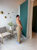 Khaki Blue Crop Top & Trousers