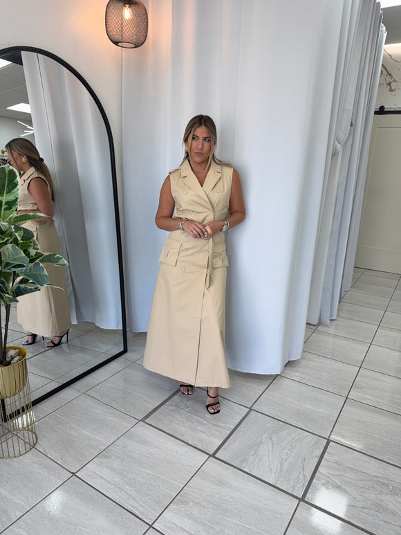 Toffee Belted Trench Dress