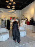 Black Satin Halter Top & Balloon Pants