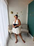White DarkDenim Corset Dress