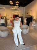 OffWhite Peplum Top & Pants Set