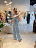 Denim Zip Front Top & Pants