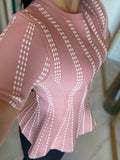 PinkWhite Peplum Top
