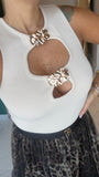 Beige CutOut Gold Top