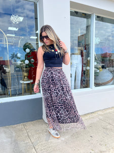 Leopard MeshTulle Skirt