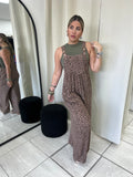 Taupe Leopard Pockets Overall