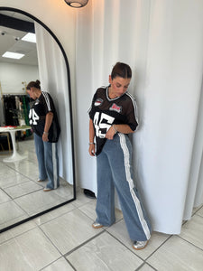 Washed Denim Track Pants
