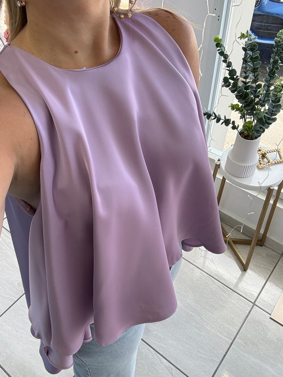 Hilow Satin Lavender Top