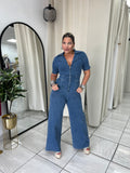 Collar Denim Jumpsuit