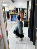 Black & Denim Maxi Skirt