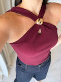 Burgundy NeckDetail Top