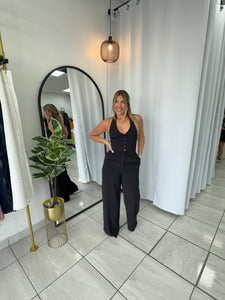Black Vest WideLeg Jumpsuit