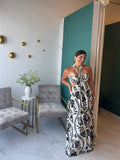Ivory Black Halter Maxi Dress