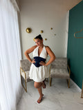 White DarkDenim Corset Dress