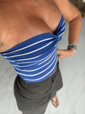 Cobalt White Twist Stripe Top