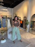 HunterGreen Striped Relaxed Pants