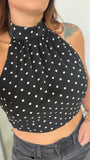 BlackWhite Dots Halter Top