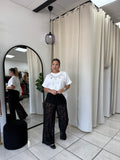 Black Floral Embroidery Pants