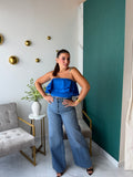 Blue Ruffles Tube Top