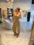 Khaki Asymmetric Tube Top & Pants