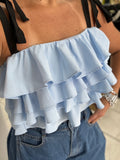 LightBlue ShoulderTie Top