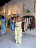 Yellow Combo Top & Fringes Pants Set