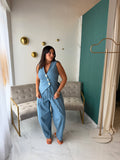 Blue Denim Button Vest & Barrel Set