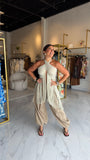 Taupe Pintuck Drawstring Pants