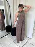 Taupe Leopard Pockets Overall