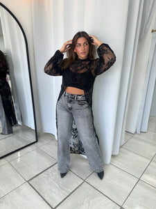 Gray HighRise BackPockets Jeans