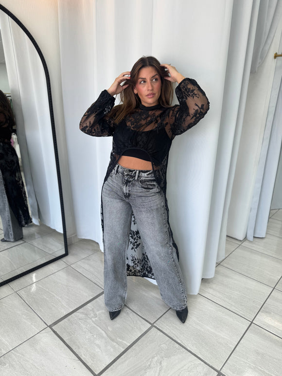 Gray HighRise BackPockets Jeans