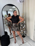 Black Sequin Animal Print Skirt