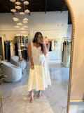 White Front Buttons Midi Dress