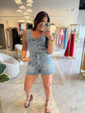 LightDenim Vneck Romper
