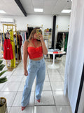 Tomato Strappy Flower Top