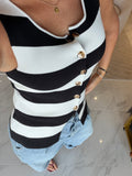 Striped ButtonUp Knit Top