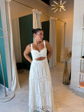 Cream Embroidered CutOut Dress