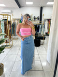 Denim Maxi Skirt Lace