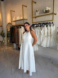 White HalterNeck Midi Dress