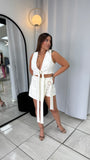 White Gold Detail Top & Short Set