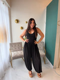 Black VNeck Balloon Jumpsuit
