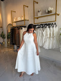White HalterNeck Midi Dress