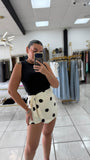 White Black PolkaDots Skort