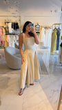 Beige SquareNeck Midi Dress