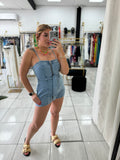 Sash Denim Romper