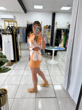Tangerine White SideCut Flower Dress